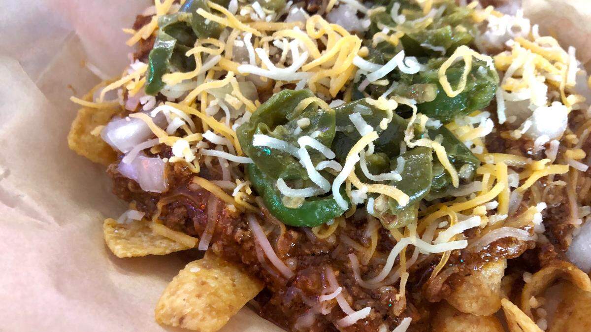 Brisket chili-jalapeno Frito pie at Uncle Daddy’s B&B in Cityview Centre.