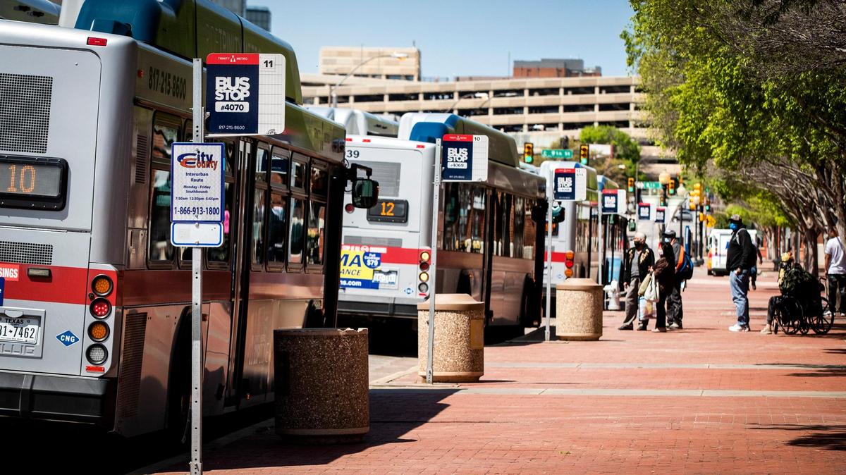 Passengers transfer between buses at Central Station in downtown Fort Worth. About 70% of Fort Worth voters favor using tax funds to improve mass transit.