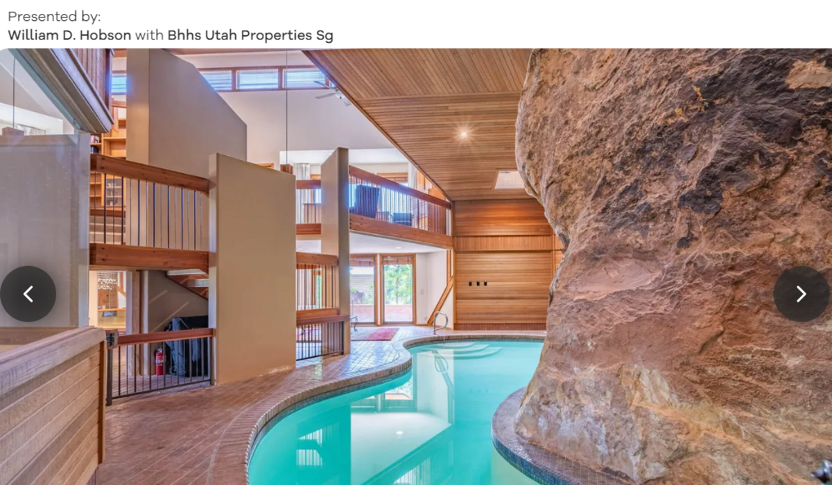 Indoor pool area ... with that rock