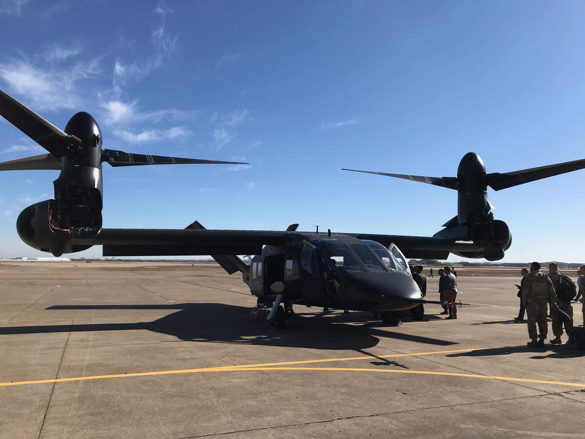 This is the Bell V-280 Valor that flew a demonstration for military officials and U.S. Rep. Granger, R-Fort Worth, Wednesday, Jan. 8, 2020, at the Bell Helicopter Flight Research Center in Arlington.