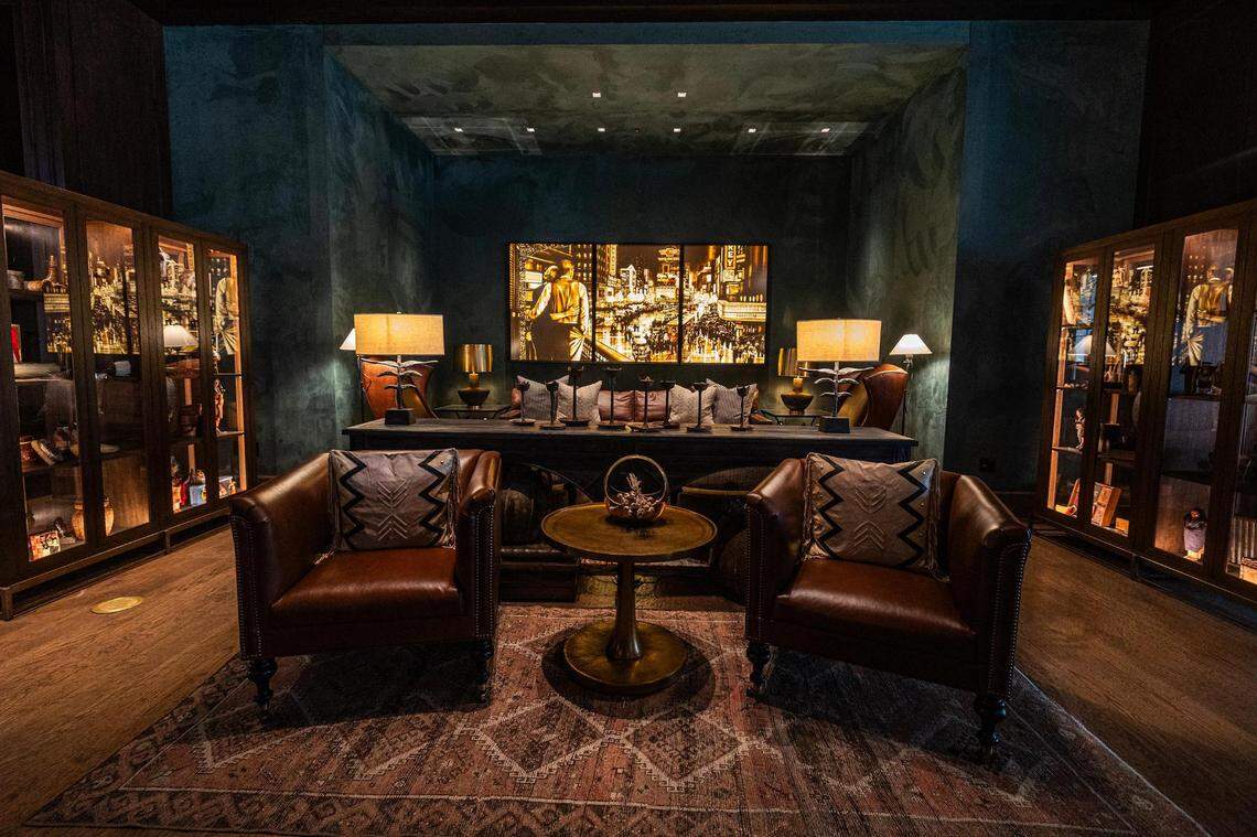 One of the many lounging areas in the lobby of the new Bowie House hotel in Fort Worth on Tuesday, Nov. 28, 2023.