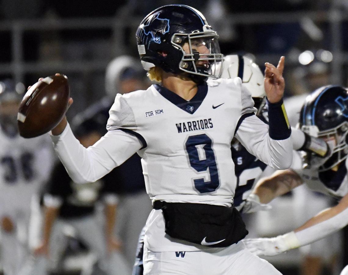 Liberty Christian quarterback Jacob Vaughan throws down the field against All Saints in the first quarter of Friday’s November 18, 2022 TAPS Division 2 Regional Semi-Final playoff football game at the Birdville Fine Arts Athletics Complex in North Richland Hills, Texas. Special/Bob Haynes