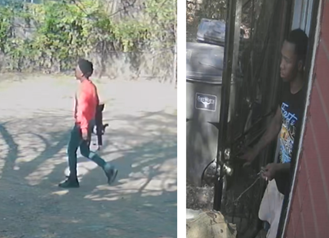 In video obtained by authorities, suspects were seen with a weapon and a gold chain tied to a mail carrier robbery from Oct. 2, 2023.