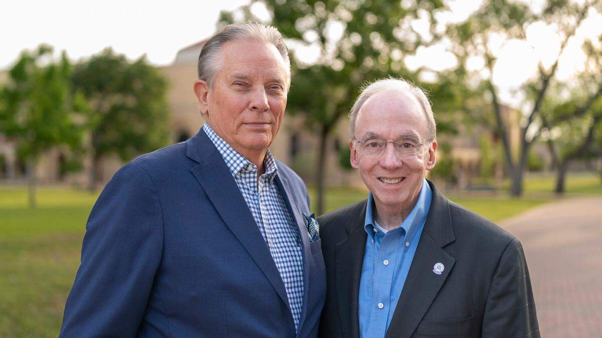 David S. Dockery, right, was elected president Tuesday of Southwestern Baptist Theological Seminary. O.S. Hawkins has been named chancellor.