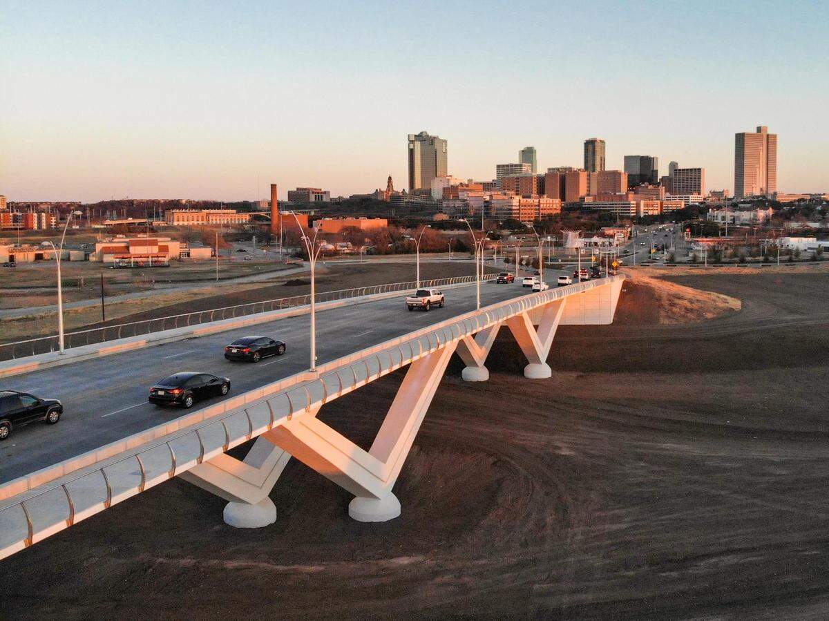 The Henderson Street Bridge is one of the three bridges build to accommodate the Trinity River bypass channel project that will create the 800-acre Panther Island.
