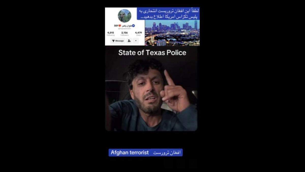 Federal prosecutors have charged Mohammad Alokozay, a 30-year-old citizen of Afghanistan who lives in Fort Worth, with threatening in a TikTok video to build a car bomb and conduct a suicide attack. The U.S. Attorney’s Office for the Northern District of Texas provided this screenshot of a social media post that authorities say share Alokozay’s Nov. 23, 2025, statements.