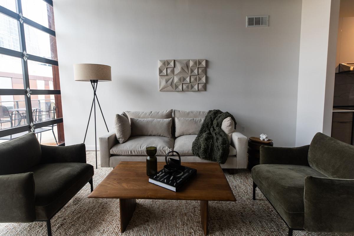 A model room displays a concept to how rooms will potentially look in the One Rangers Way Luxury Apartments on Monday June 10 at Arlington entertainment district. The model room is a concept of Ball Park 3