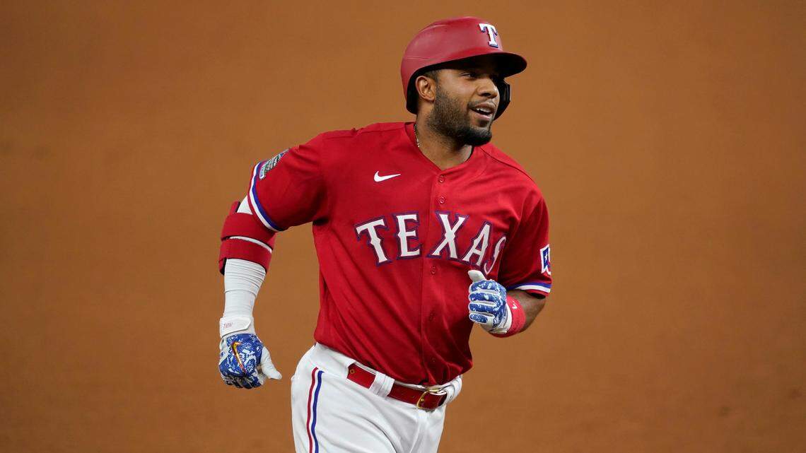 Texas Rangers shortstop Elvis Andrus, rounding the bases after a home run Friday against Oakland, hopes to be back at 100% next season after undergoing a back procedure.