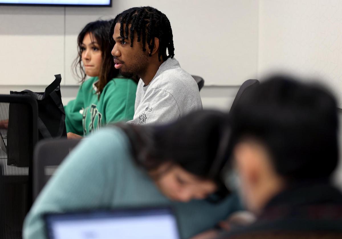 Nursing student Tobechi Duru attends his first class at the new College of Nursing School at University of North Texas Health Science Center on Monday, Jan. 13, 2025, in Fort Worth. Thirty students make up the school’s first on-campus cohort.