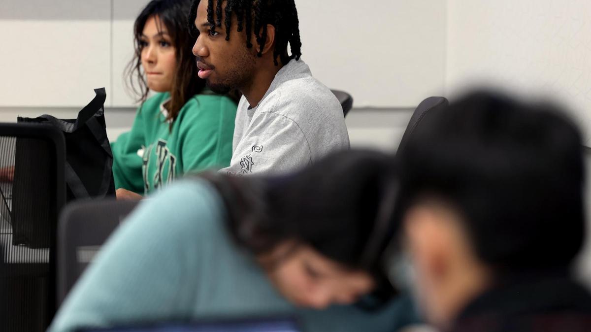 Nursing student Tobechi Duru attends his first class at the new College of Nursing School at University of North Texas Health Science Center on Monday, Jan. 13, 2025, in Fort Worth. The nursing school was established in 2023 to address the nursing shortage in Texas.