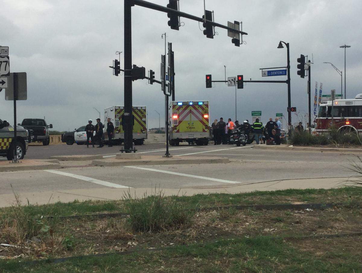 Fort Worth police are at the scene of a crash site Tuesday Aug. 30, 2022 at Loop 820 and Denton Highway in Haltom City.