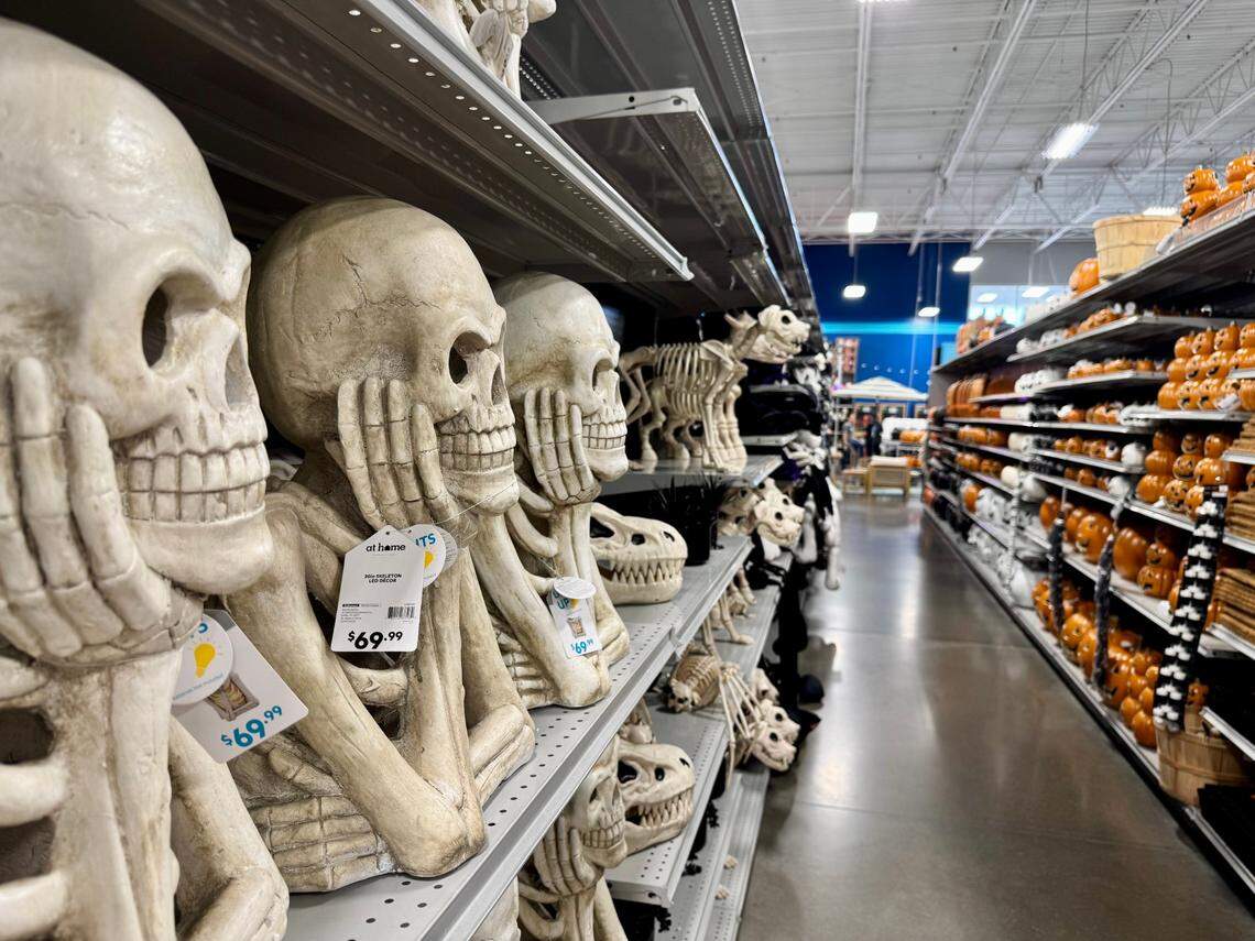 Halloween decorations at the At Home store in far north Fort Worth on Friday, July 11, 2025. The retailer rolled out Halloween merchandise in late June.