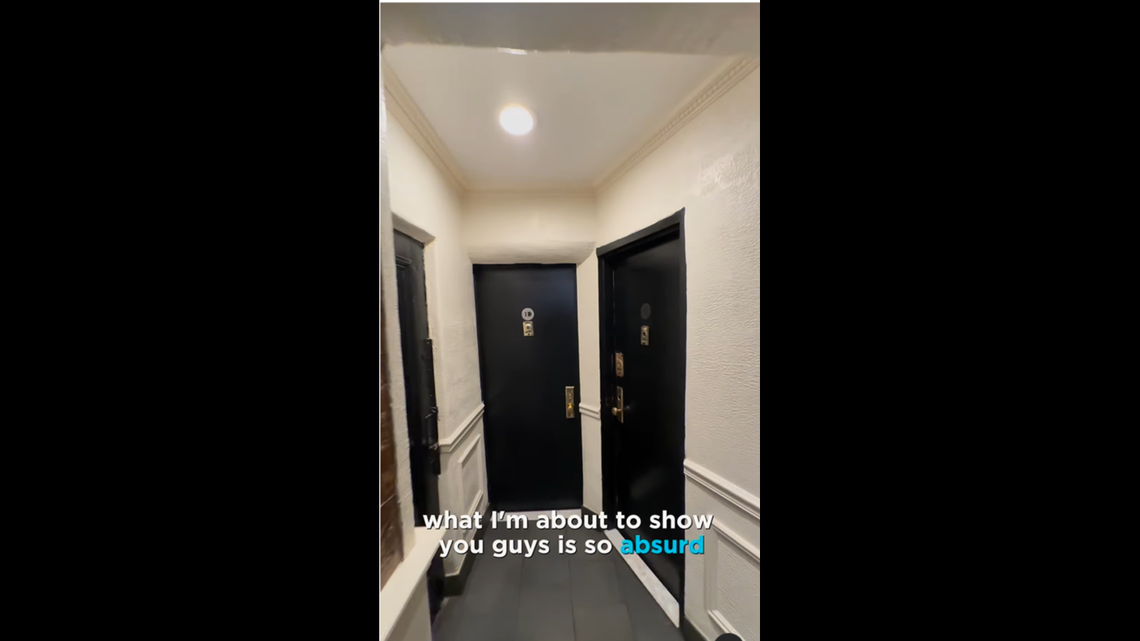 The apartment, which is a studio, is listed as having two rooms — but the actual layout is really unexpected.