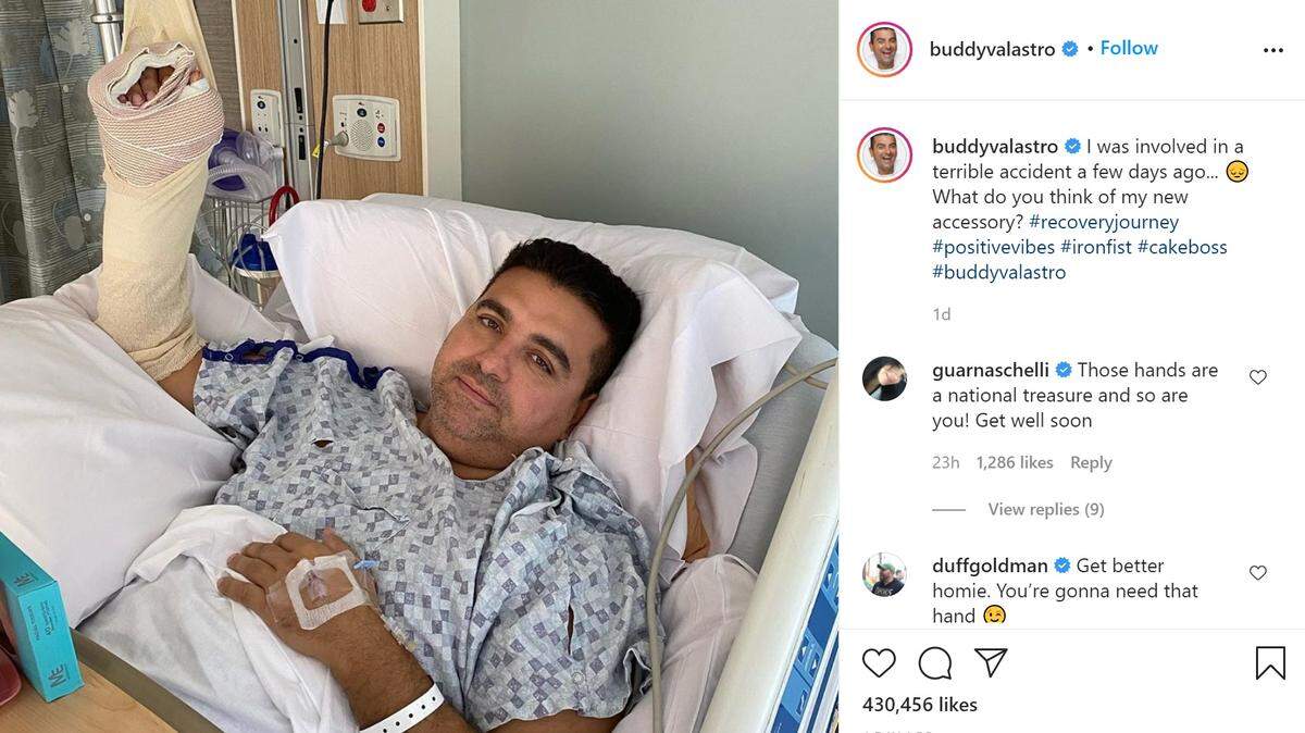 Buddy Valastro, the famous “cake boss,” is recovering after impaling his dominate hand at his home on Sunday.