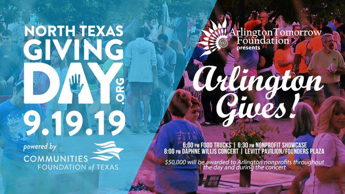 The Arlington Tomorrow Foundation will award $50,000 to local nonprofits during North Texas Giving Day on Sept. 19, and host a free concert at Levitt Pavilion featuring singer Daphne Willis.