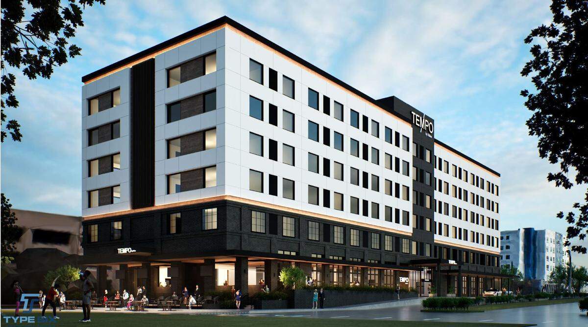 A rendering of a new six-story Tempo hotel by Hilton proposed at 1200 Hemphill St., between West Magnolia Avenue and West Rosedale Street, next to Magnolia Green Park.