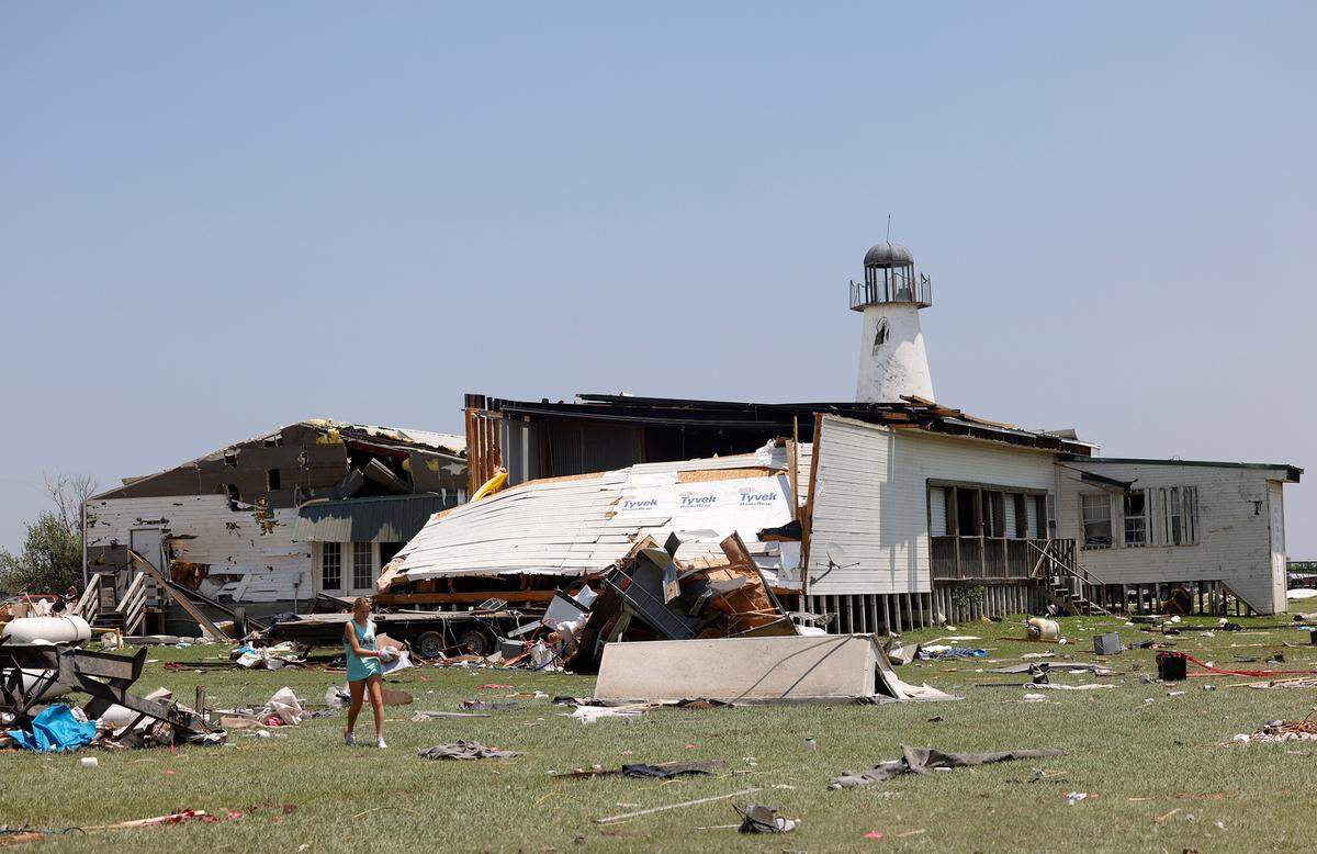 Severe storms damaged Ray Roberts Marina in Sanger on Sunday, May 26, 2024.