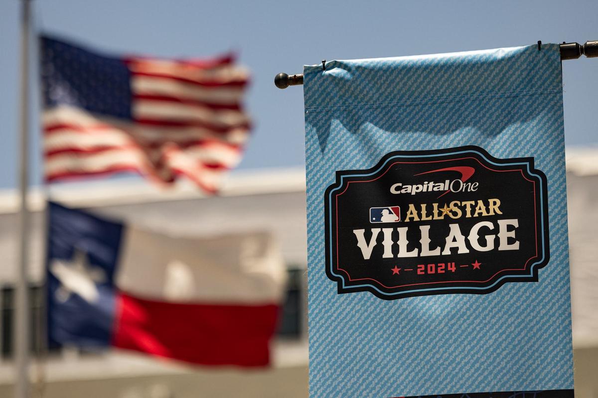 Construction is underway for the 2024 MLB All Star Game Village near Choctaw Stadium in Arlington on Wednesday, July 3, 2024.