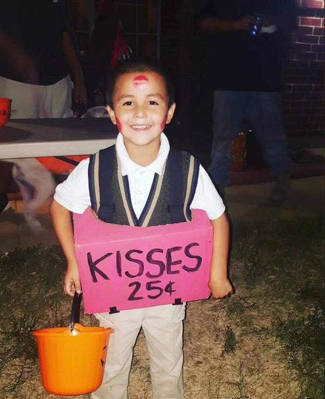 Jacob De La Rosa trick-or-treating around the age of 6 or 7