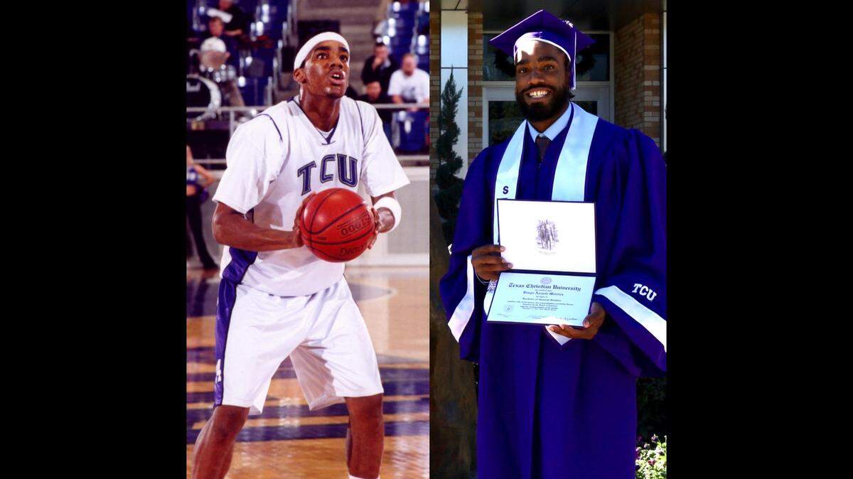 Bingo Merriex was a four-year player for the TCU basketball team from 1999 to 2003. After his college career ended, he had a successful playing career overseas that lasted nearly 20 years. On Saturday, he earned his degree from TCU.
