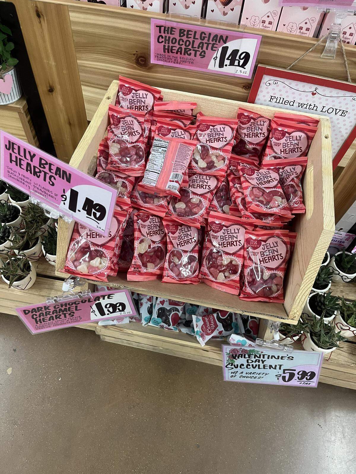 Heart shaped jelly beans at Trader Joe’s in Fort Worth.