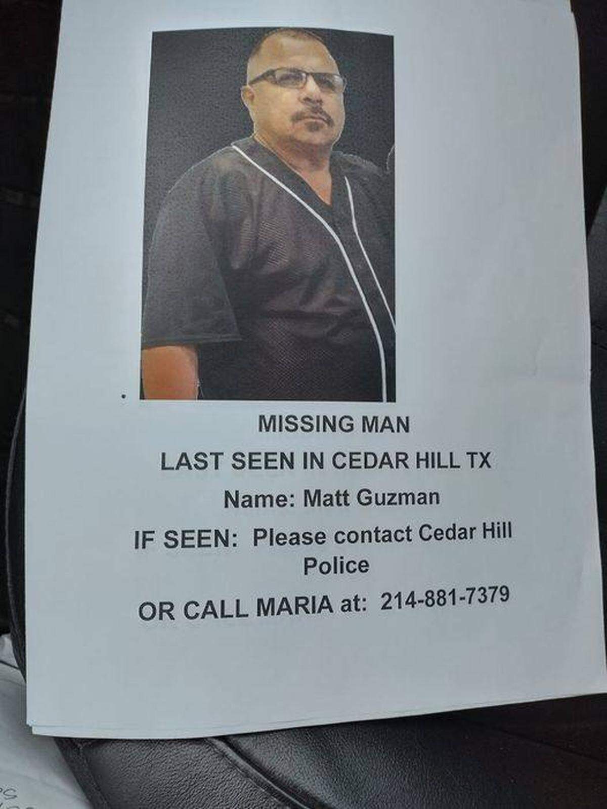 Matt Guzman’s family have been circulating flyers throughout North Texas in hopes of finding the 67-year-old who disappeared from Cedar Hill on March 12, 2023.