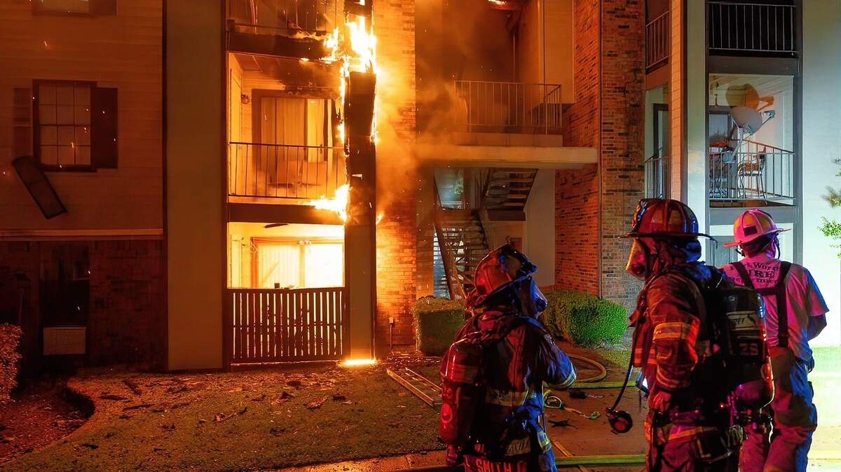 Fort Worth firefighters battled a fire Sunday night at a south Fort Worth apartment building.