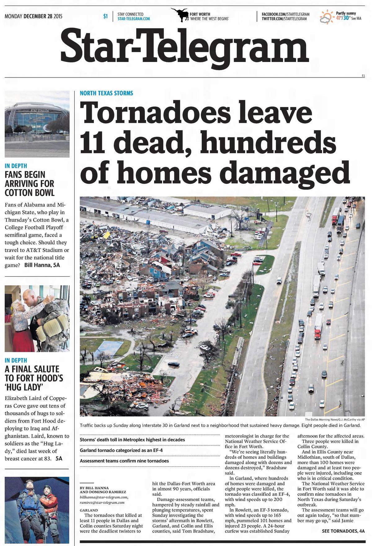 Dec. 28, 2015’s front page of the Star-Telegram.