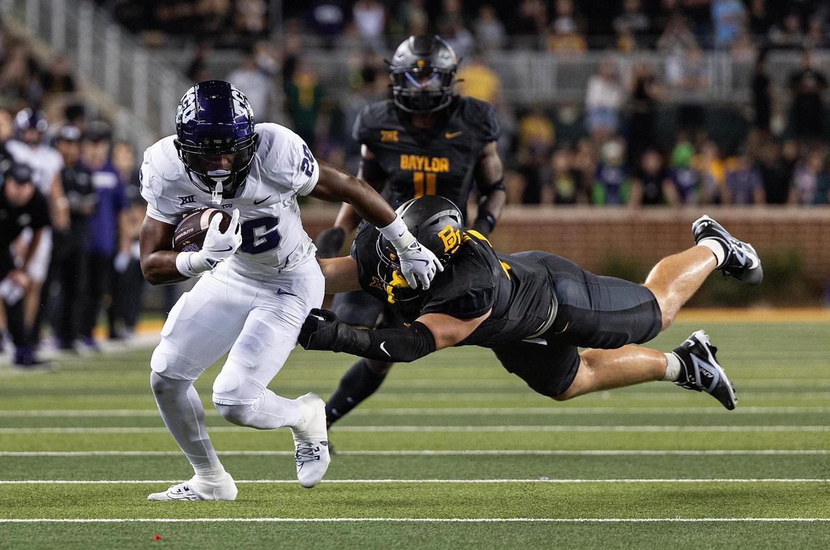 TCU running back Jeremy Payne (26) is one of five running backs competing to become TCU’s starter.