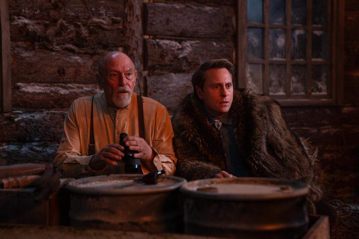 (L-R) Corbin Bernsen as “Merriell Sunday Sr.” and Eric Nelsen as “M erriell Sunday Jr. “ in the horror film, “The Yeti.”