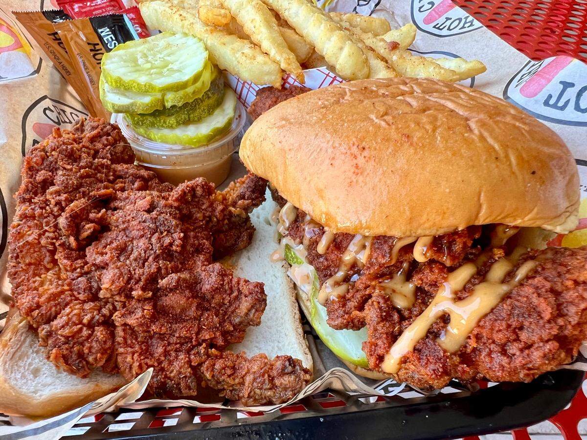 A Dave’s Hot Chicken combo at a Bryant Irvin Road location in Fort Worth, Texas, on Nov. 13, 2021.