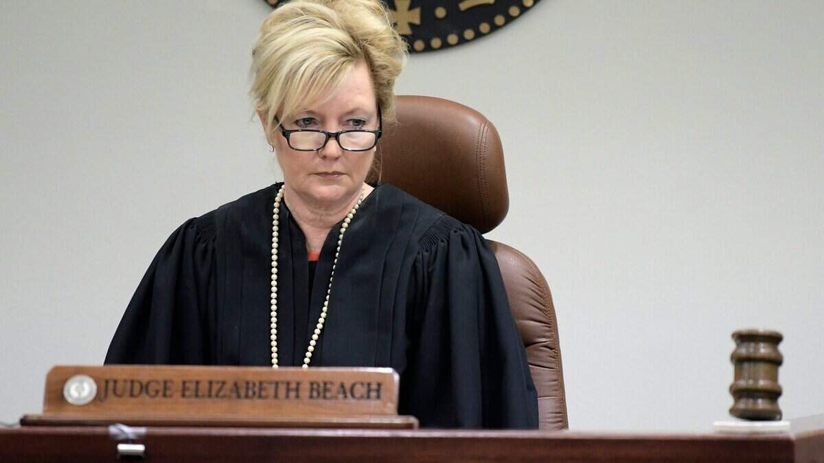 In an archive photo, Judge Elizabeth Beach presides in the trial of Jessica Langlais at the Tim Curry Justice Center in Fort Worth on Feb. 7, 2019.