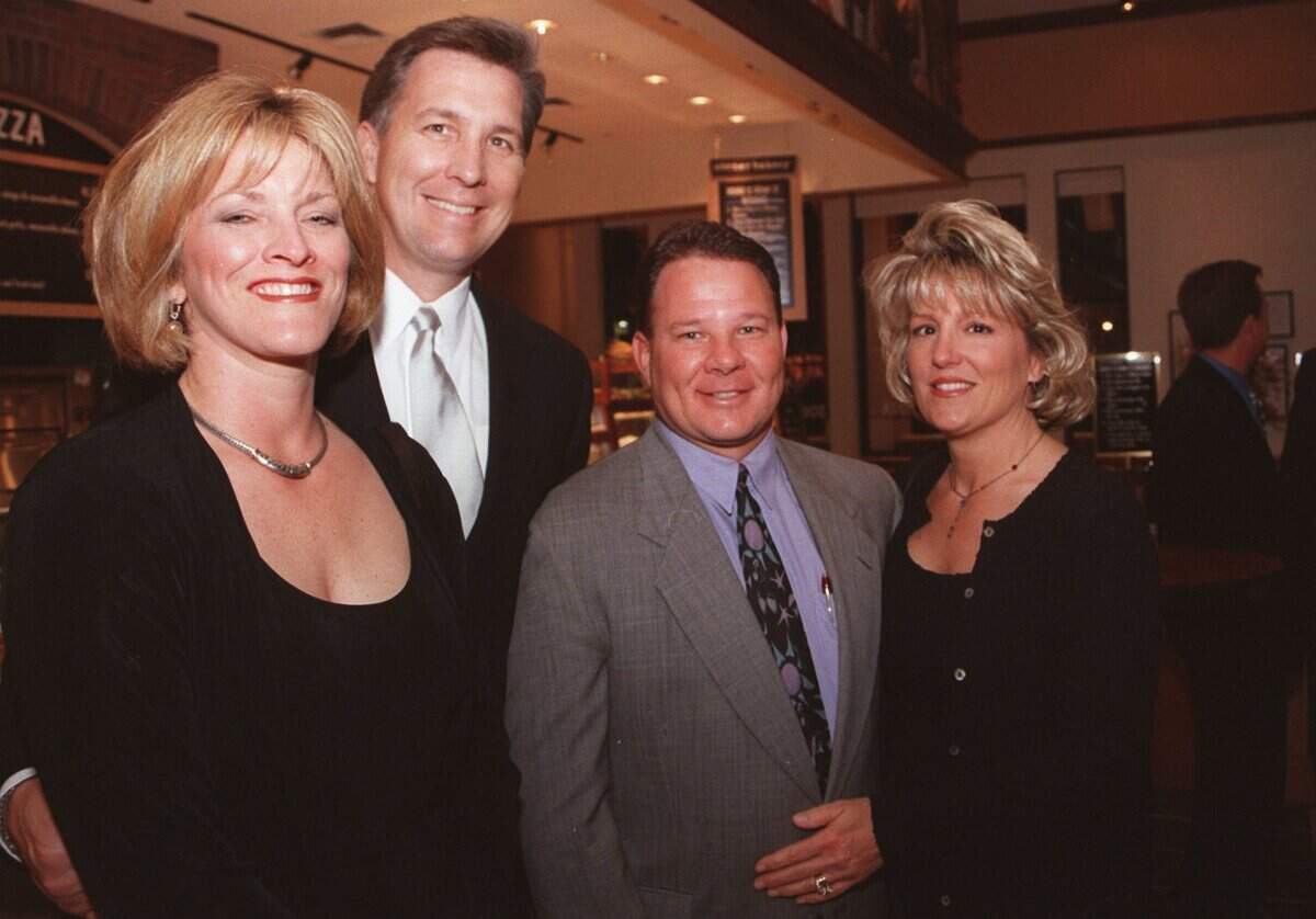March 19, 1999: A pre-grand opening VIP party sneek peek for the new Southlake Town Square was held at the Corner Bakery Cafe. From left, Lisa Gonser, Chris Gonser, Bobby Rawls, Lisa Rawls.