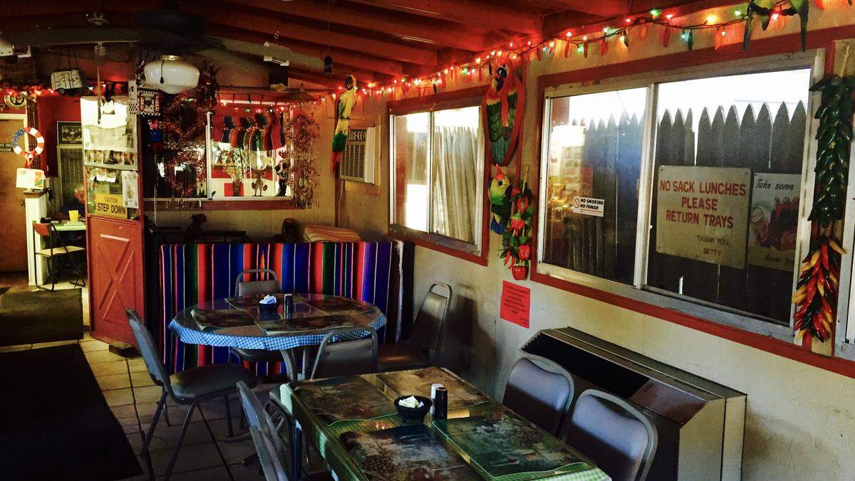 The colorful dining room at Mi Cocinita, a converted driveway to a family garage in south Fort Worth.