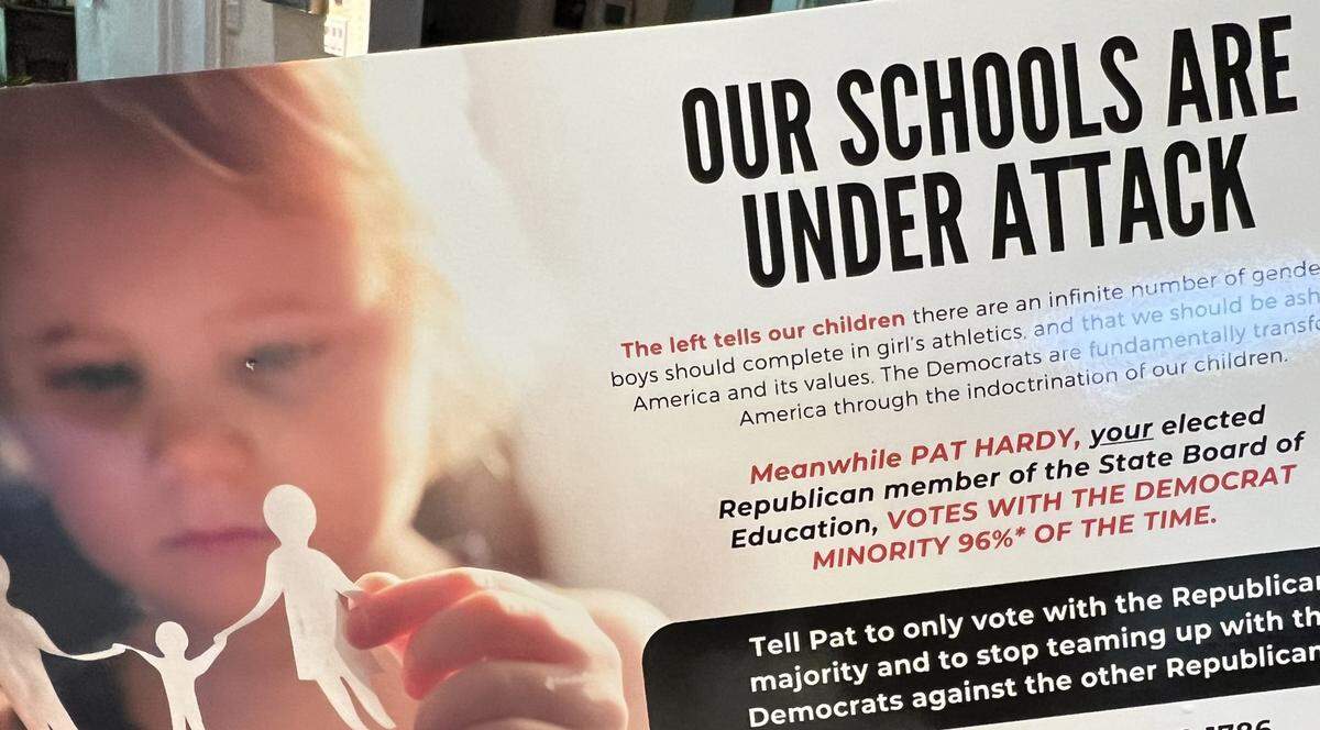 A scare mailer July 25, 2023 from a mysterious, anonymous Dallas sender claims voters should call Republican State Board of Education members because he or she “votes with the Democratic minority.”