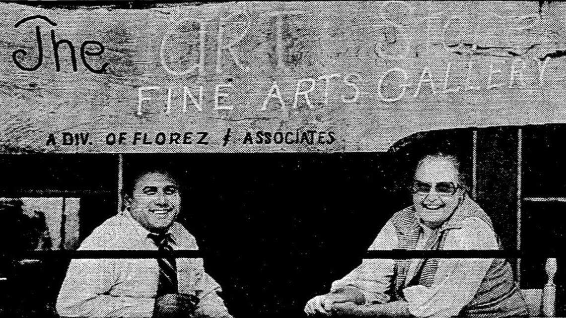 Fernando and Roberta Florez pose in front of their art gallery on 500 E. Belknap in 1984 in this newspaper photo.