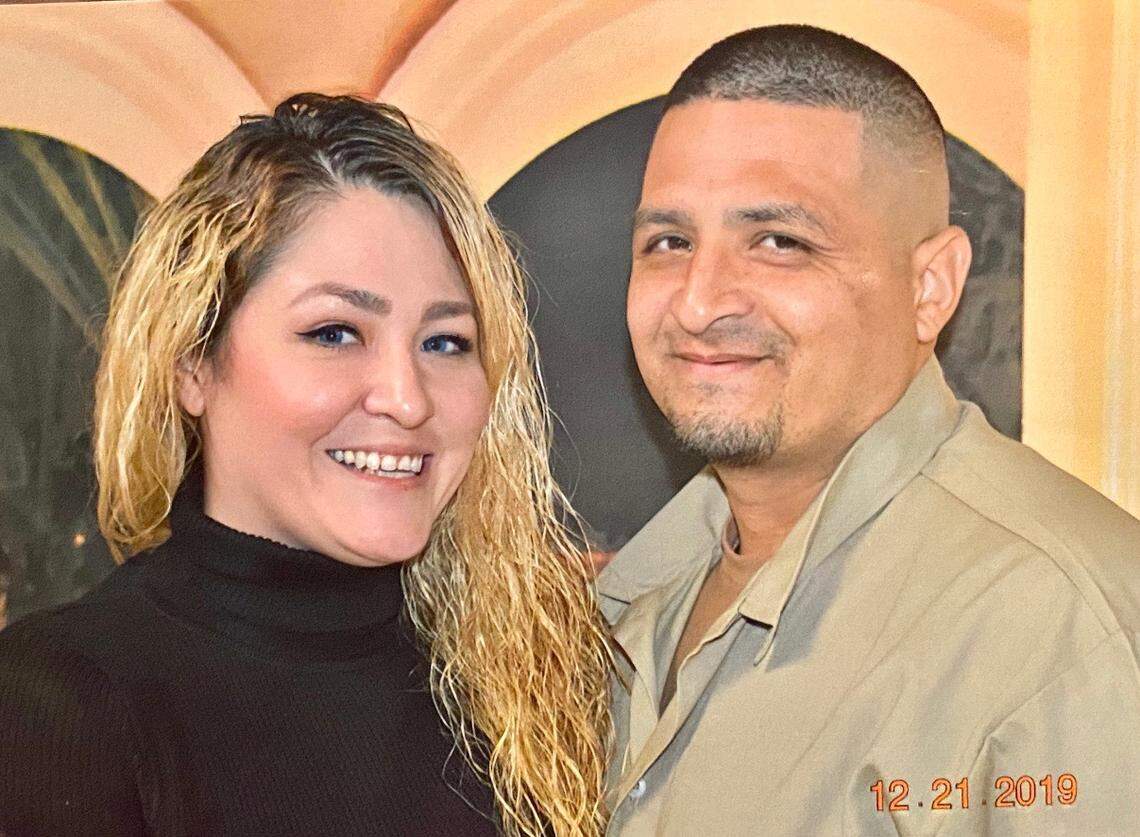 Raymond Carmona and his sister, Monique Carmona-Stokes, take a photo during a visit at FMC Fort Worth prison where Carmona is serving time on a marijuana charge. He was diagnosed with coronavirus in April.