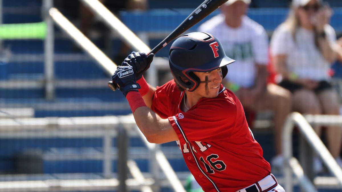 Grapevine Faith’s John Byler prepares for a pitch in the TAPPS Division II state championship game at Clay Gould Ballpark at UT-Arlington on Tuesday, May 13, 2025.