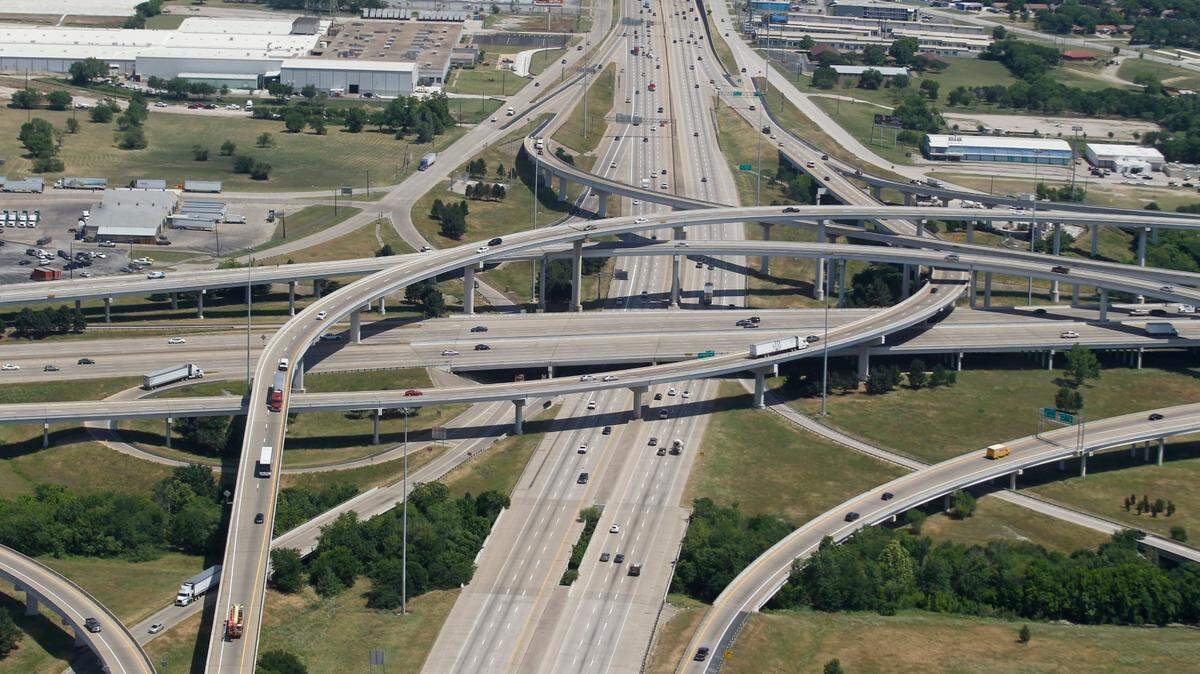 A freeway interchange