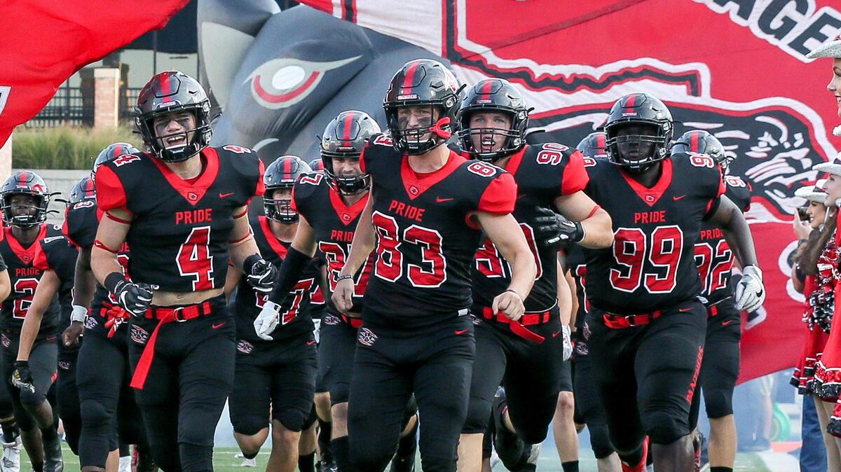 The Colleyville Heritage Panthers enter the field to face Lovejoy, Saturday night, August 31, 2019 played at Eagles Stadium in Allen, TX.