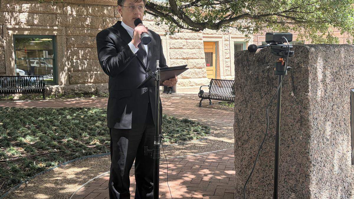 The Rev. Ryon Price, the senior pastor of Broadway Baptist Church, and other community activists gathered outside the Tarrant County Courthouse on Thursday, May 7, after a report from the Texas Defender Service said the county is an “extreme outlier” in its pursuit of death sentences in Texas, saying the county has a history of unfairly targeting racial and ethnic minorities. 