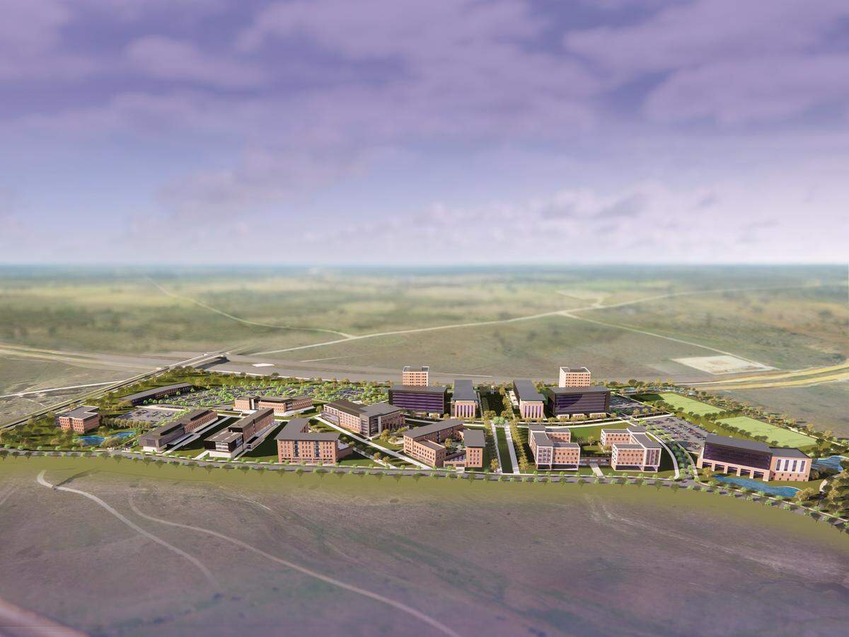 Rendering of Tarleton State’s Fort Worth campus, located off Chisholm Trail Parkway in southwest Fort Worth, following the completion of its new master plan.