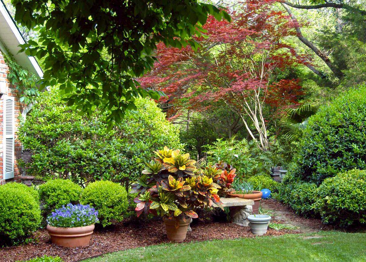 Curved lines and container color in the Sperry landscape.