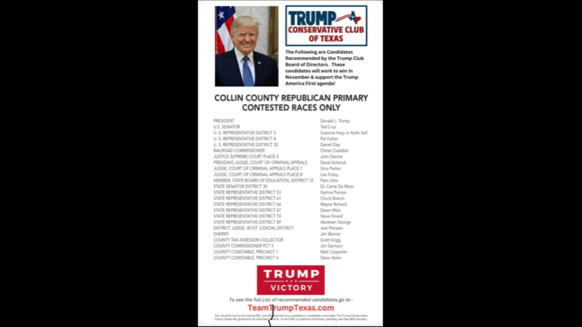 Lt. Gov. Dan Patrick called this ad from a “Trump Conservative Club” fake and said it should be “dropped in the trash,”