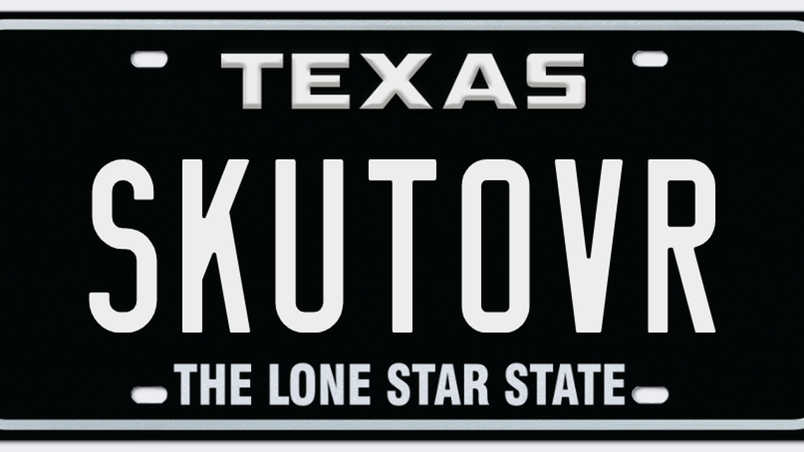 One of the custom Texas license plate requests rejected in 2025.
