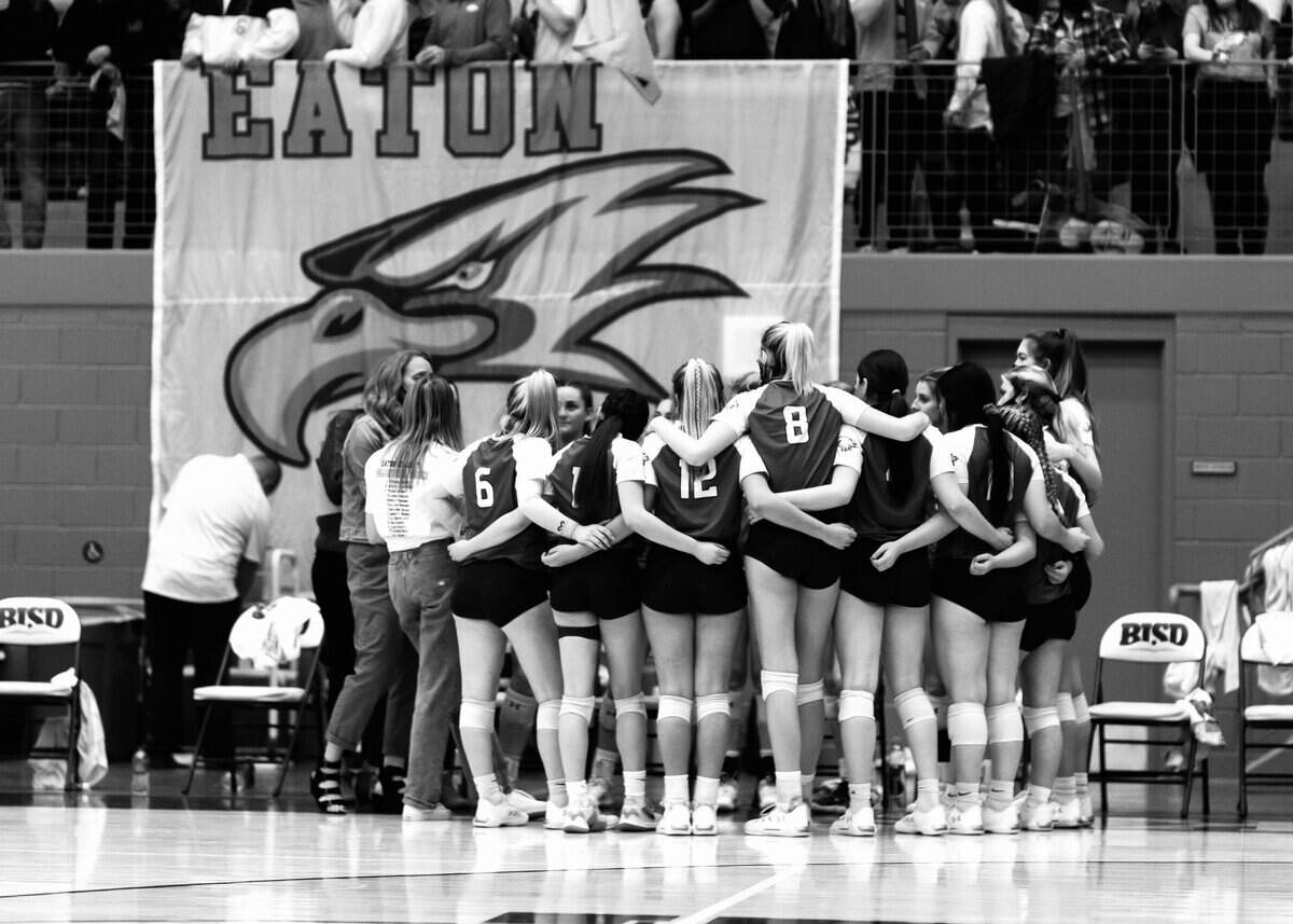 Haslet Eaton’s best season in program history ended in straight sets during the Class 6A Region 1 final vs. Flower Mound on Friday Dec. 4, 2020 at Thomas Coliseum (Matt Smith/Special to the Star-Telegram)