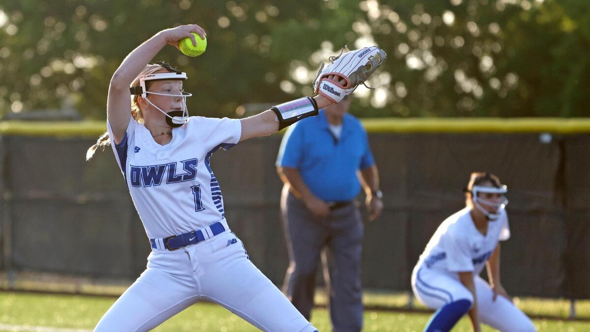 Joshua pitcher Serenity Vaught (1) works in the second inning during a UIL 5A D2 bi-district softball playoff game at Eagle Softball Field in Crowley, Texas, Thursday, Apr. 24, 2025.