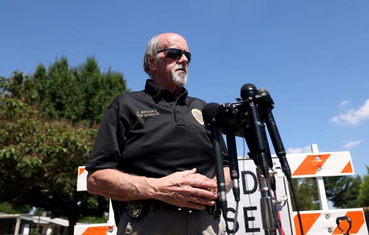 Everman Police Chief Al Brooks gives a statement to the media on Tuesday, May 12, 2026. Federal agents were searching the former Everman home of Cindy Rodriguez-Singh, the mother of missing 6-year-old Noel Rodriguez-Alvarez.