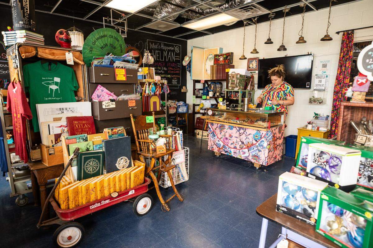 The interior of The Weldon Project, a store with a variety of recycled school supplies and crafts made by local reuse artists for teachers across the metroplex on Tuesday, July 23, 2024.