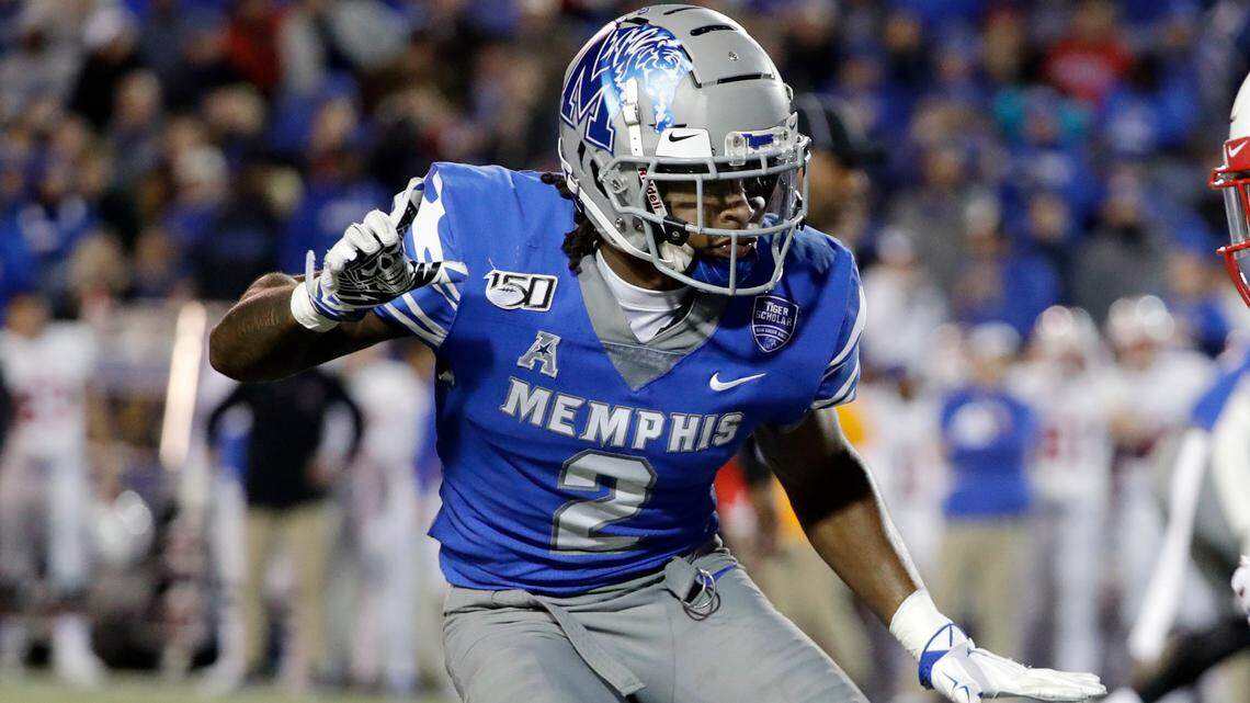 T.J. Carter, in action against SMU in November 2019, had 187 tackles, including six for a loss, seven interceptions and three forced fumbles in four seasons with Memphis. Carter on Monday said he’s transferring to TCU for the 2021 season.